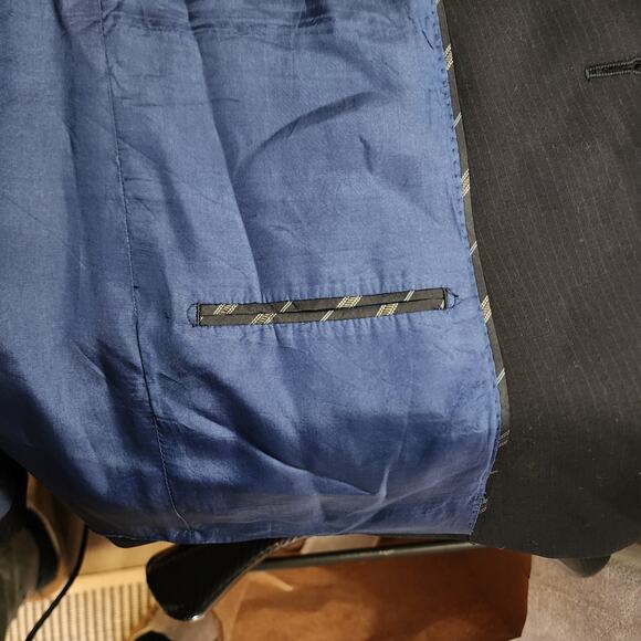 John Varvatos Men's 42L Wool Navy Jacket Made in Portugal RN 90736 - Picture 4 of 12